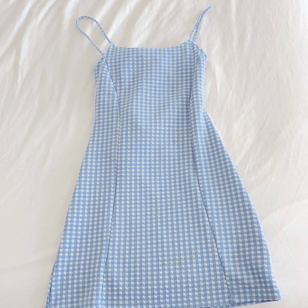 Topshop Blue Checkered Mini Dress